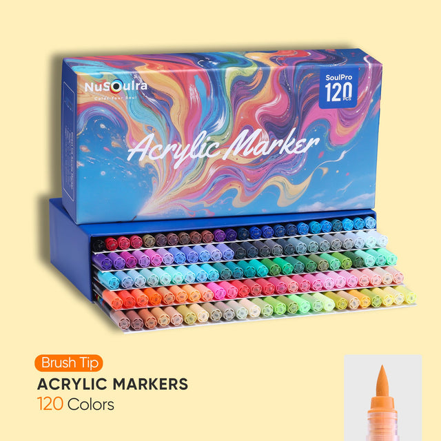 NuSoulra SoulPro 120 Colors Direct-Ink Acrylic Paint Markers