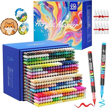 NuSoulra SoulPro 320 Colors Direct-Ink Acrylic Paint Markers