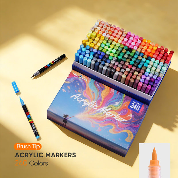 NuSoulra SoulPro 240 Colors Direct-Ink Acrylic Paint Markers