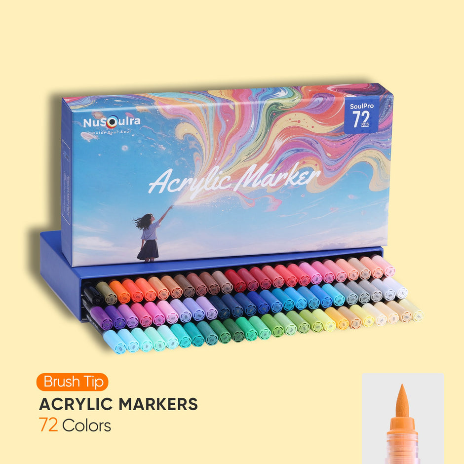NuSoulra SoulPro 72 Colors Direct-Ink Acrylic Paint Markers